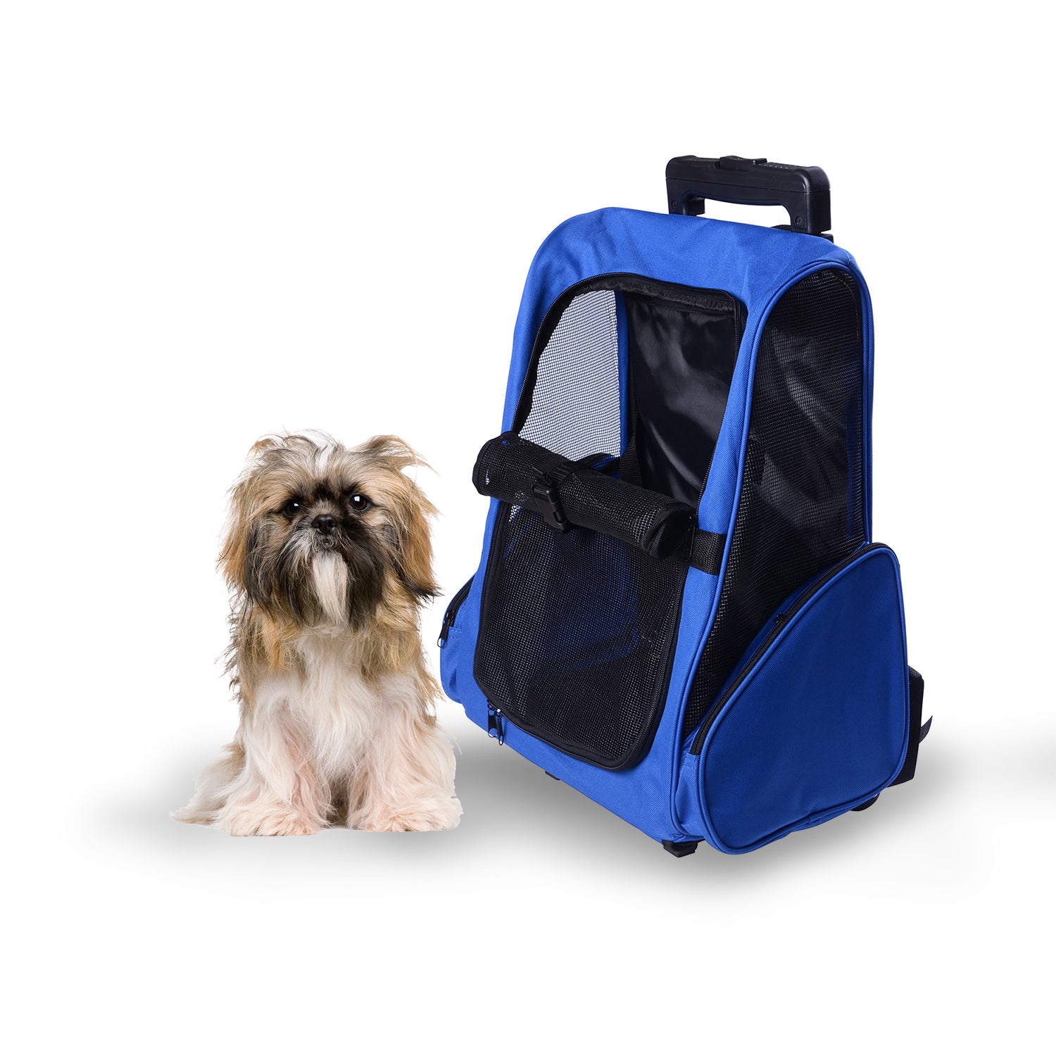 Pet Travel Stroller, Steel Wire Frame-Blue