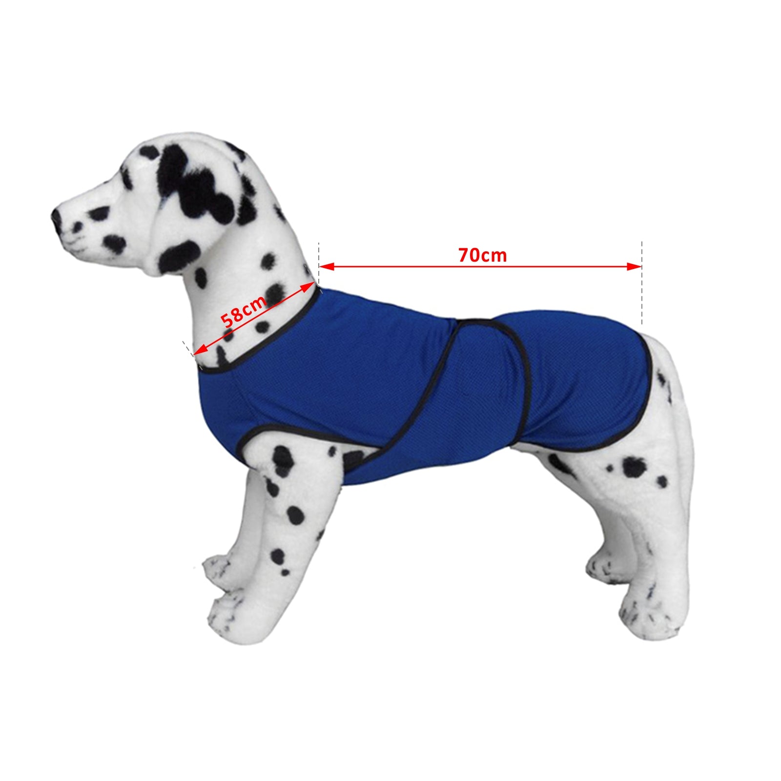 Dog Cooling Coat, Adjustable Size, Back Length 70 cm, Polyester-Blue