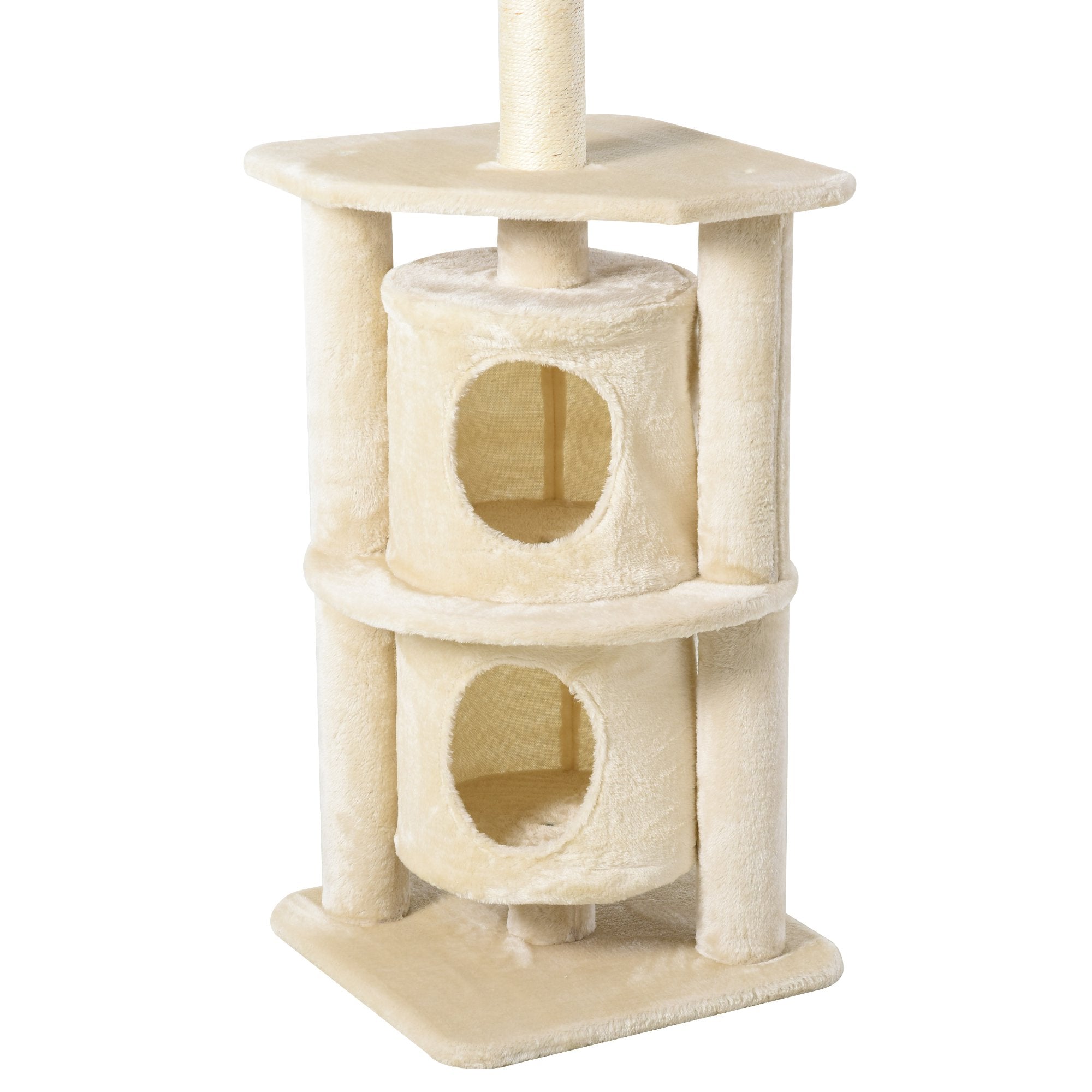 Cats 5-Tier Sisal Rope Scratching Tree w/ Dangle Toy Beige
