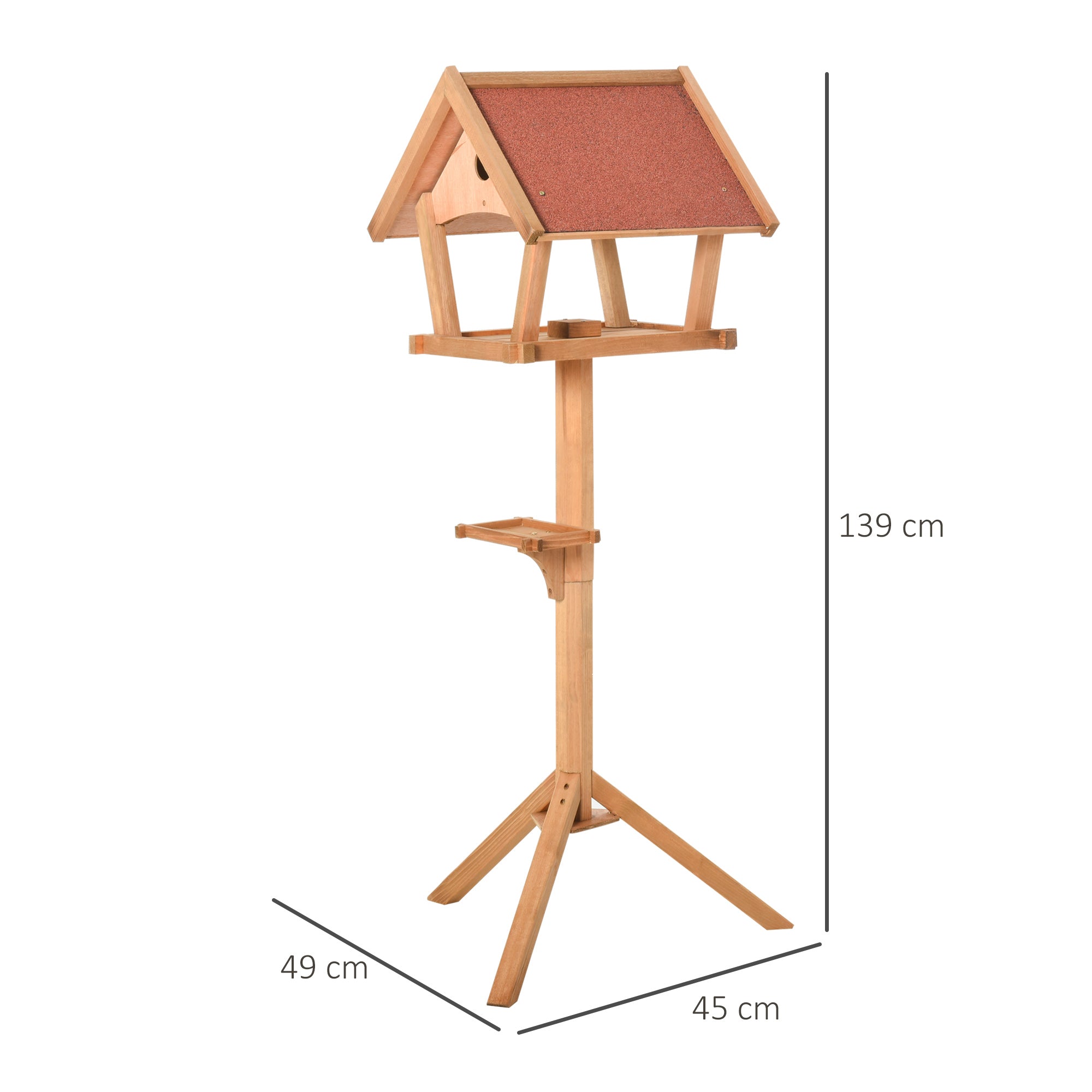 Wooden Bird Feeder Stand for Garden Pre-cut Weather Resistant 49 x 45 x 139cm