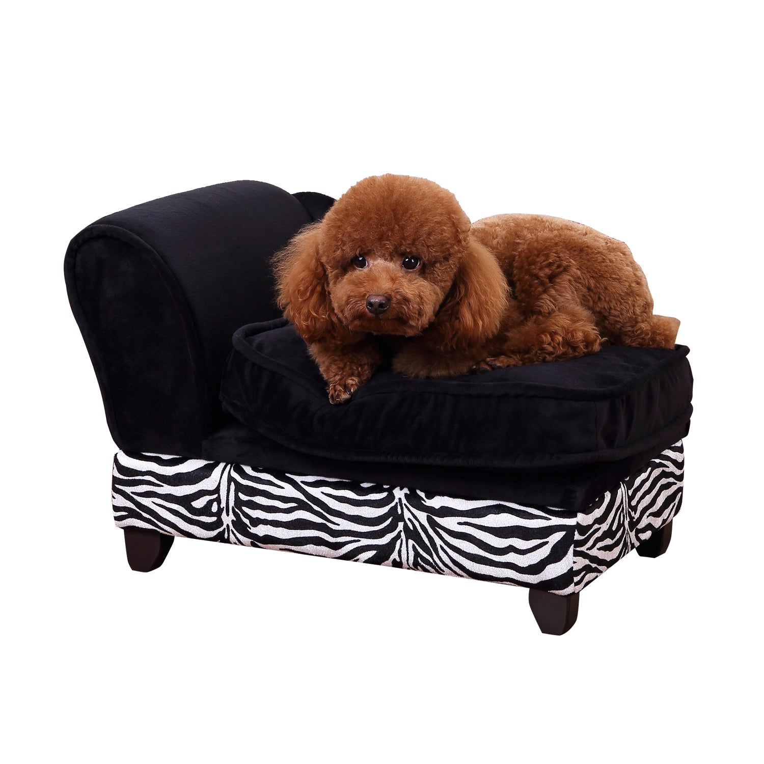 Fabric Pet Sofa, 57x34x36 cm-Black, Zebra-Stripe
