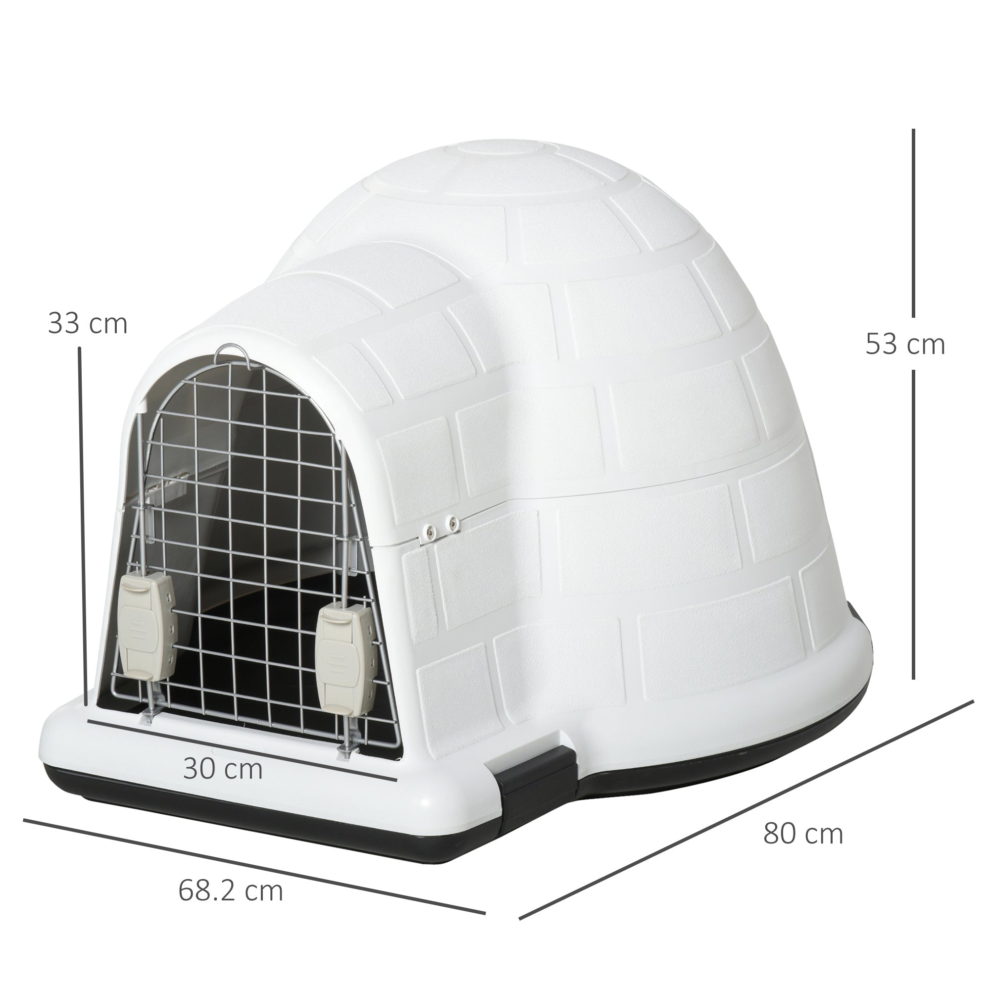 Plastic Igloo Dog House Puppy Kennel Pet Shelter w/ Windows for Small Sized Dogs