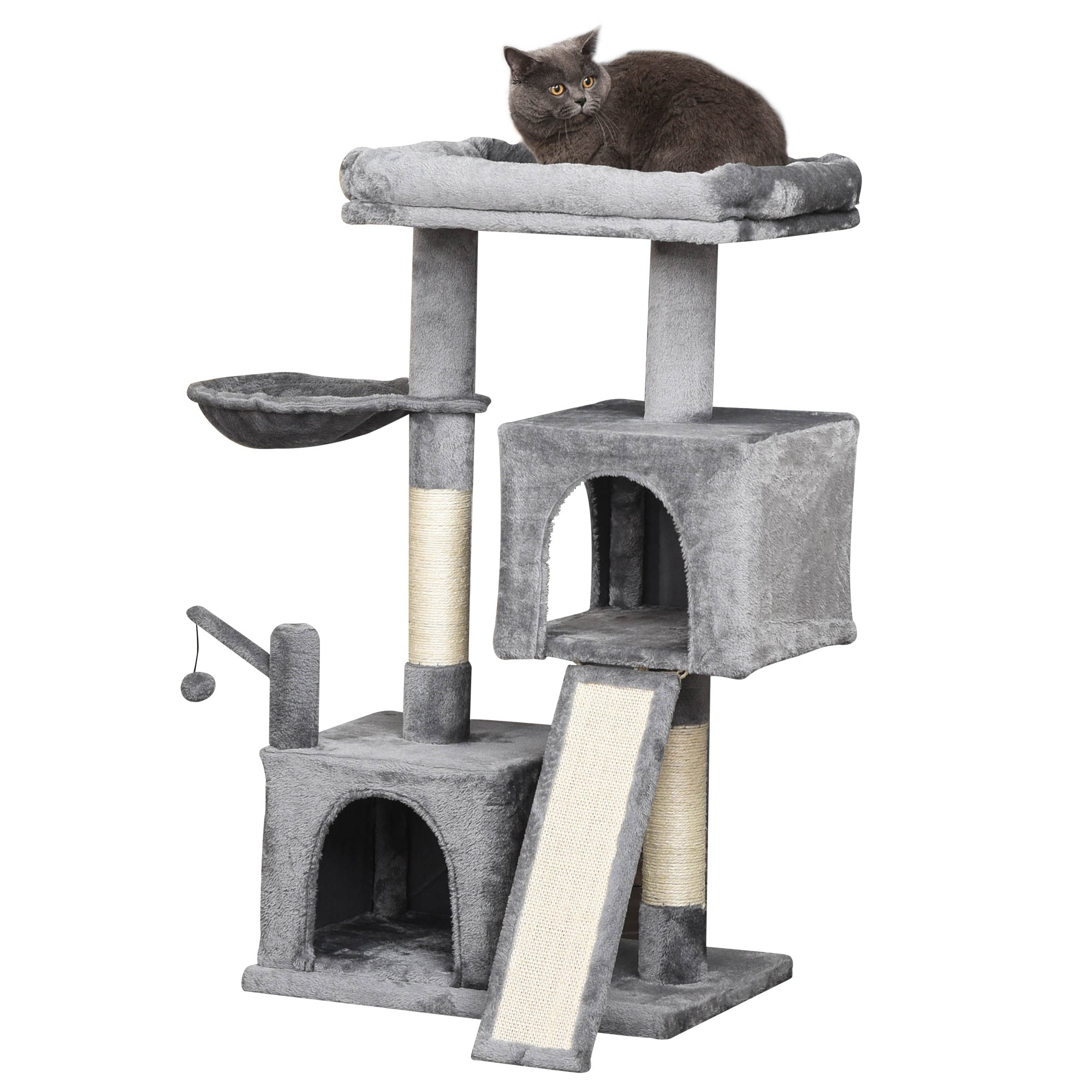 Cat Tree Tower w/ Sisal Scratching Posts Pad Hanging Ball Perch Condo Hammock