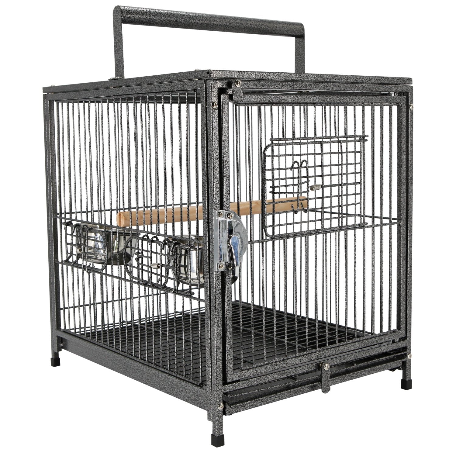 Bird Travel Cage, 46Lx36Wx56H cm, Metal-Black