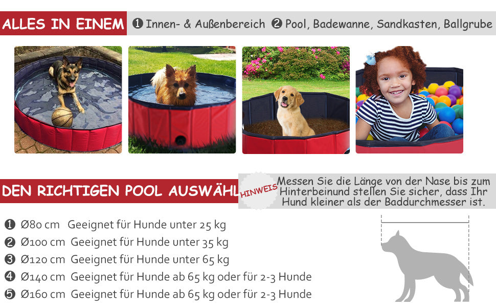 Φ100x30H cm Pet Swimming Pool-Red