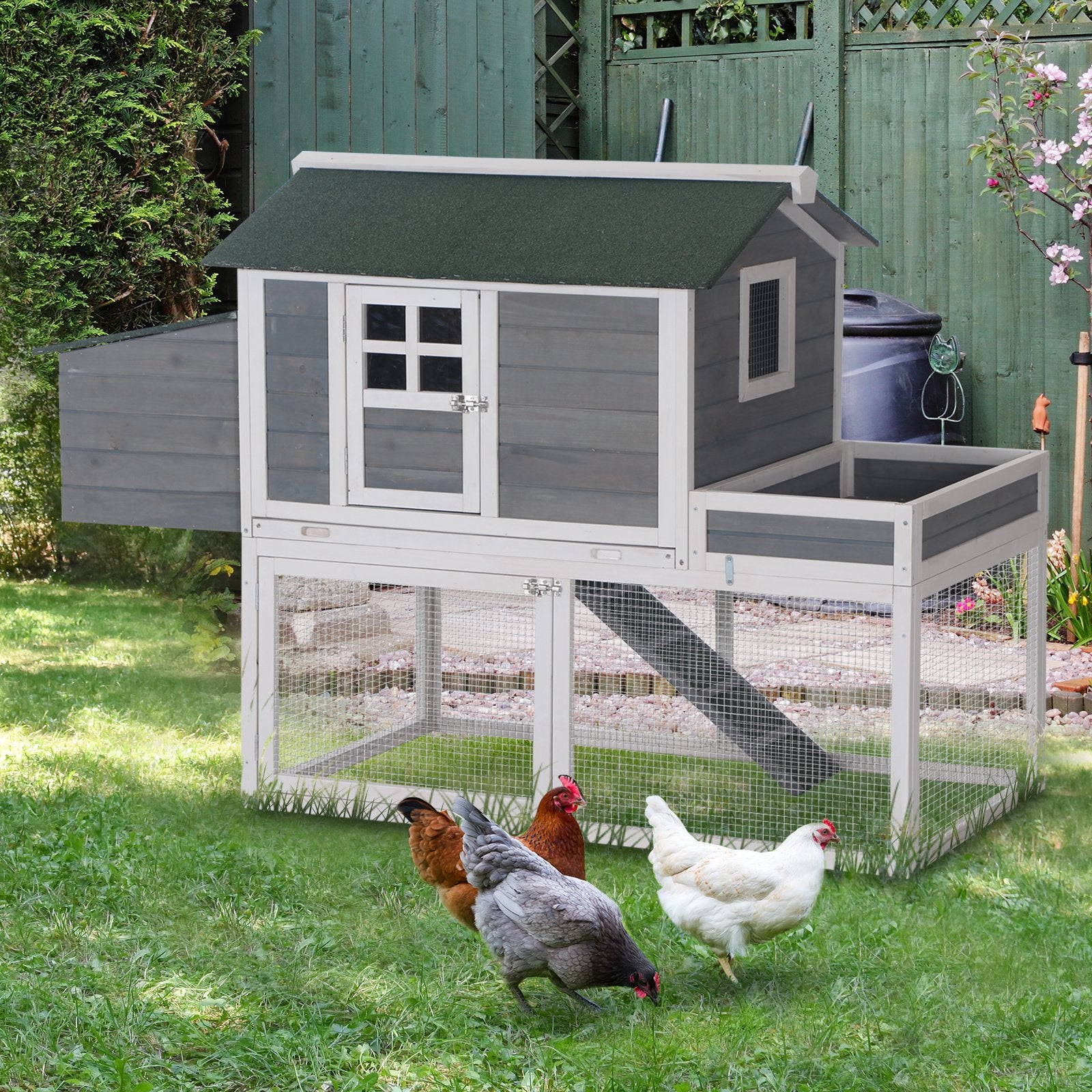 160cm Wooden Chicken Coop Hen Hutch Poultry House Nesting Cage Planting Box