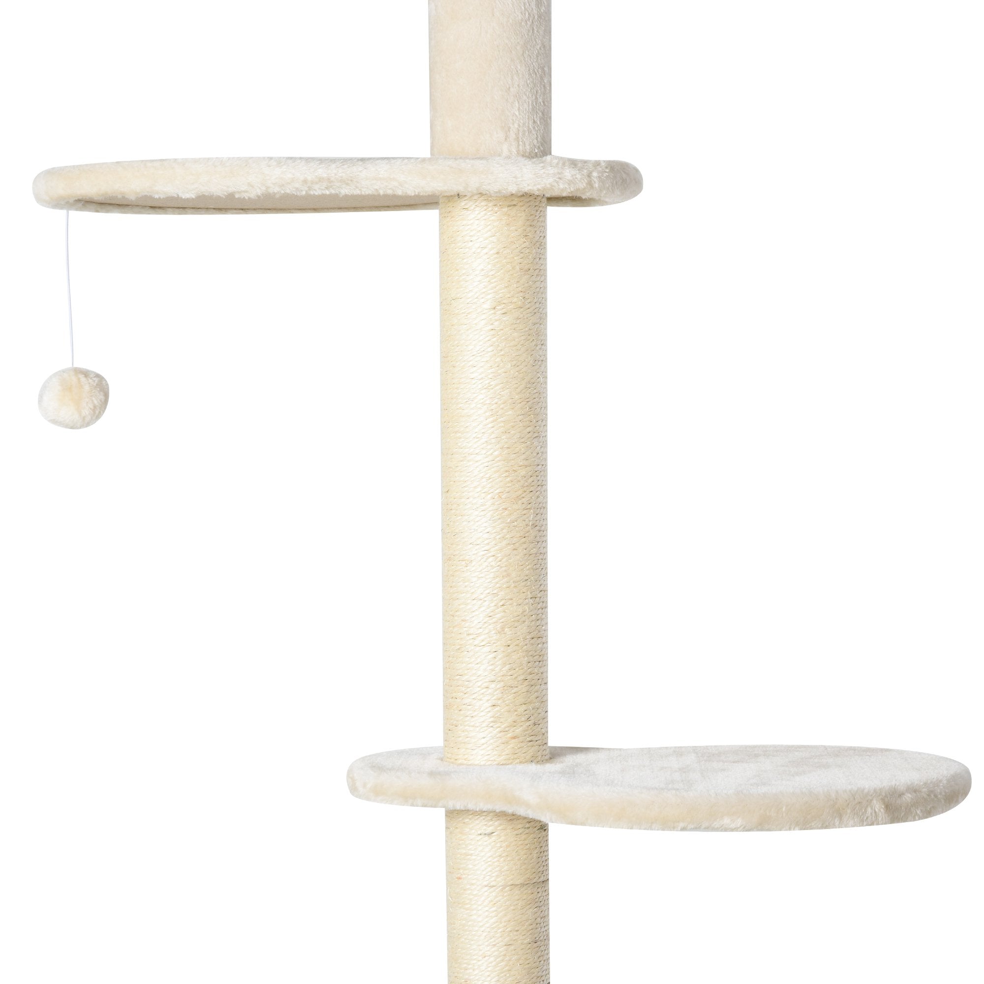 Cats 5-Tier Sisal Rope Scratching Tree w/ Dangle Toy Beige