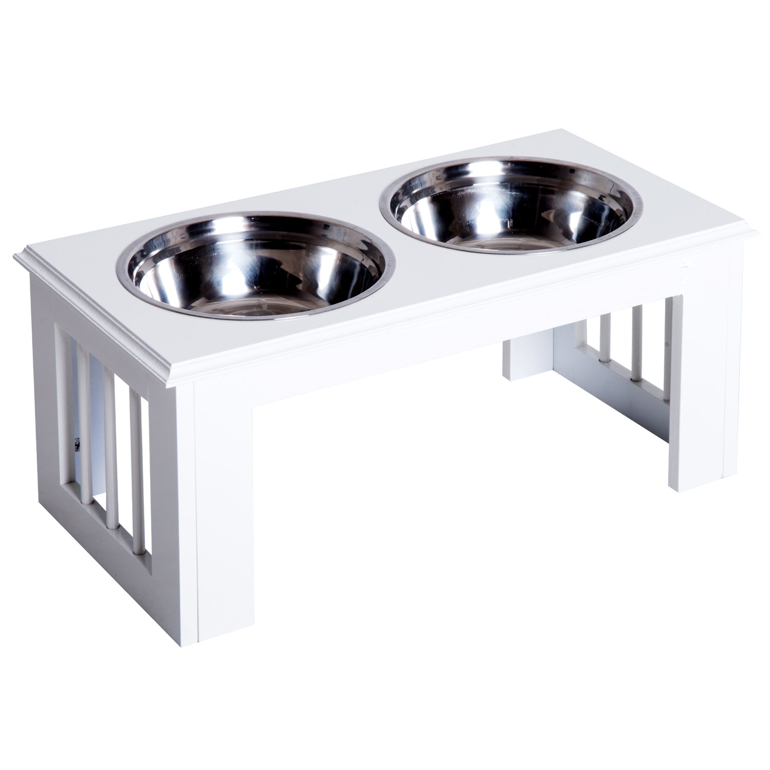 Stainless Steel Pet Feeder, 58.4Lx30.5Wx25.4H cm-White