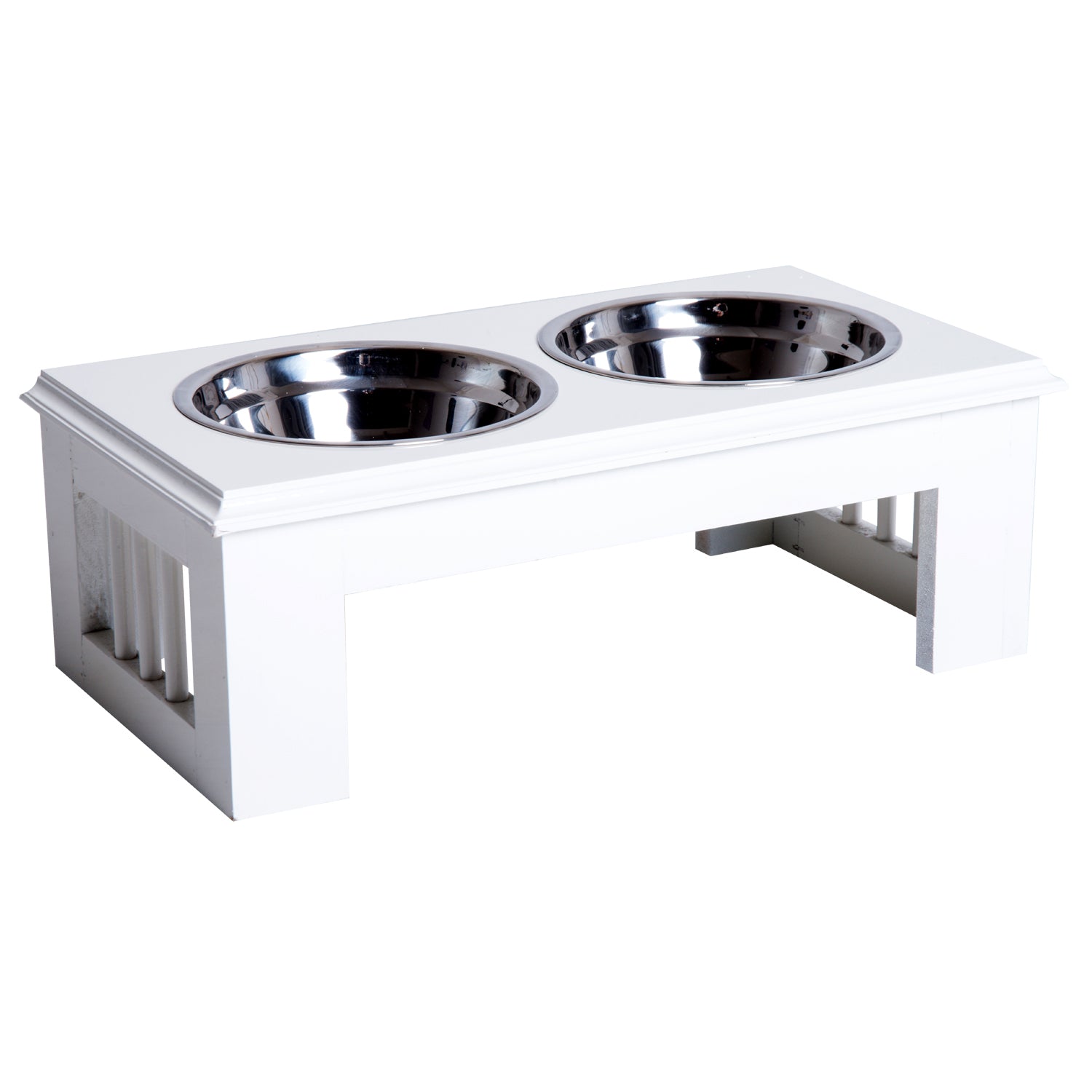Stainless Steel Pet Feeder, 43.7Lx24Wx15H cm-White