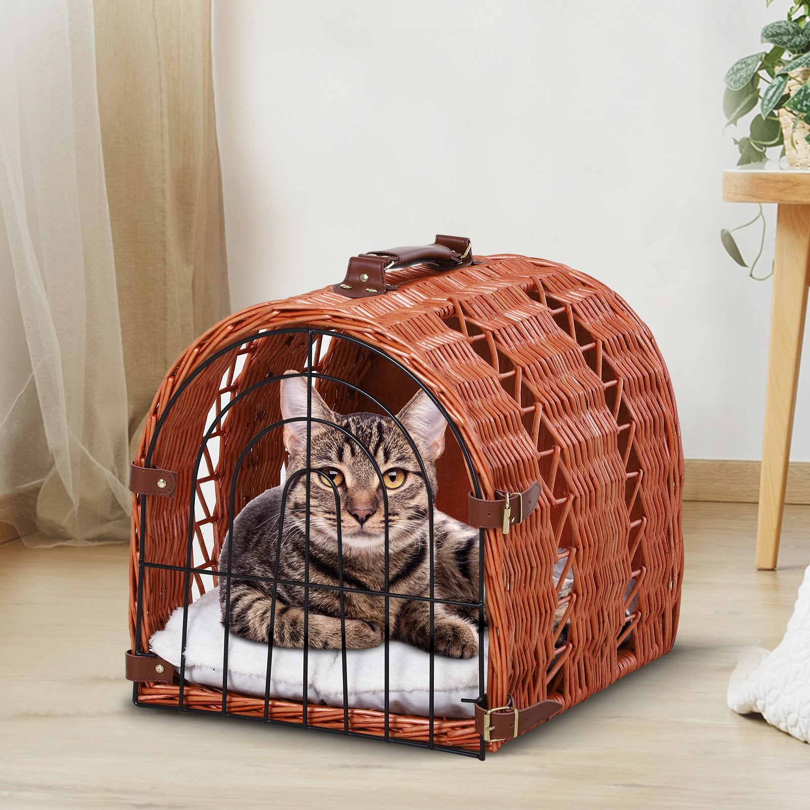 Cats Medium Portable Wicker Pet Travel Carrier Natural Tone – The