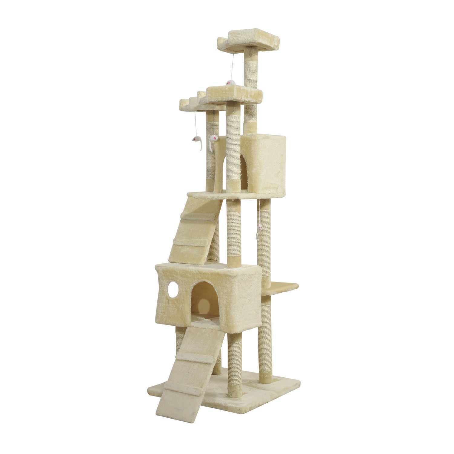 Cat Tree Scratching Post 27L×27W×28.5H cm-Beige