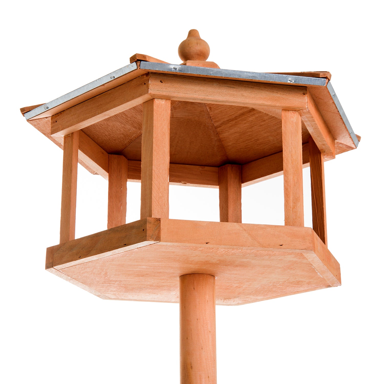 Wooden Freestanding Garden Bird Feeder Wood Tone