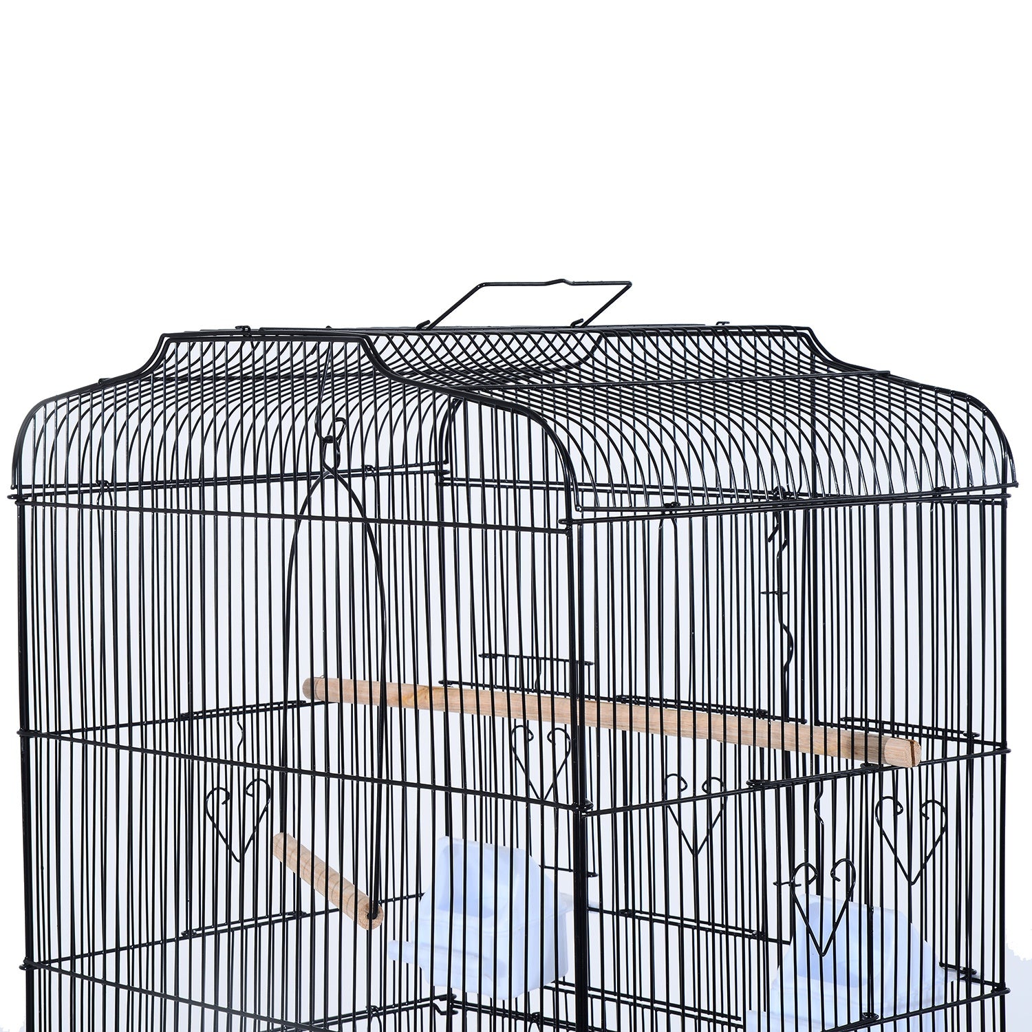 153cm Metal Bird Cage W/Removable Wheels Stand-Black