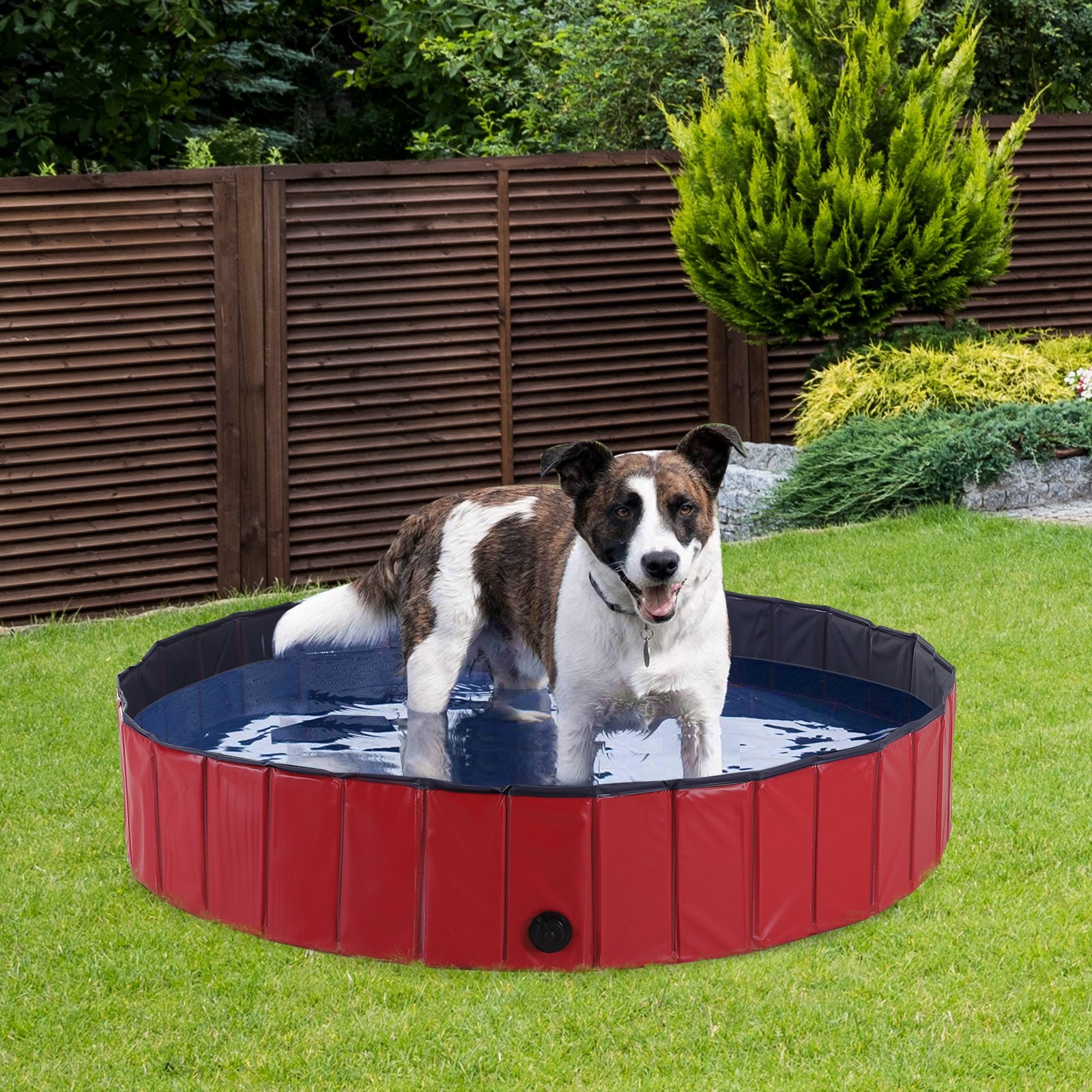 Pet Swimming Pool, Foldable, 120 cm Diameter-Red