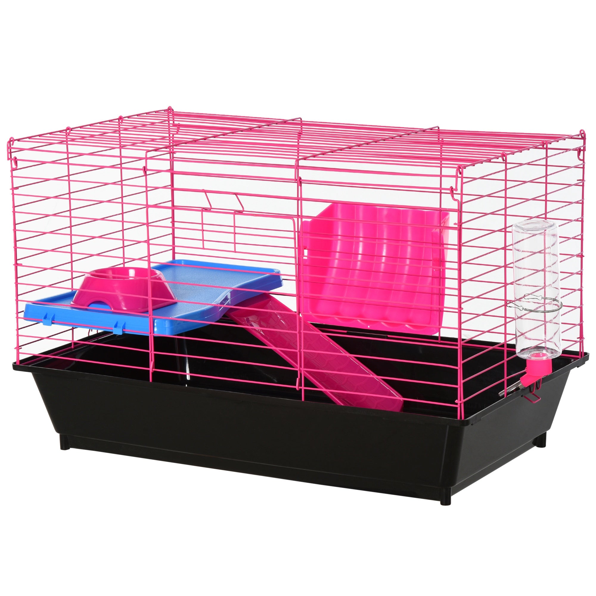Dwarf Hamster Metal Cage w/ Tunnels Pink
