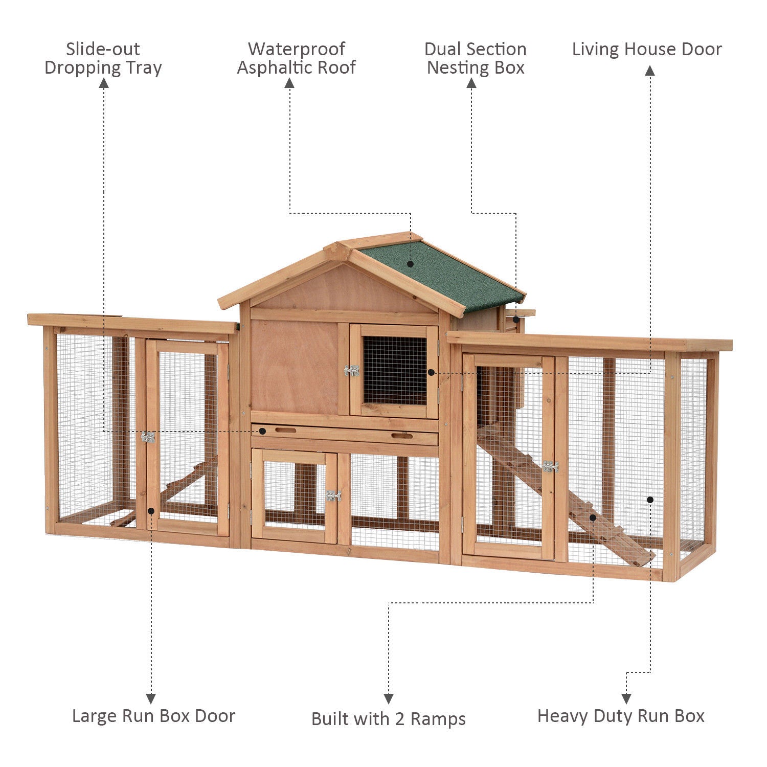 Wooden Chicken Coop Backyard Hen Cage House Poultry w/ Nesting Box Run