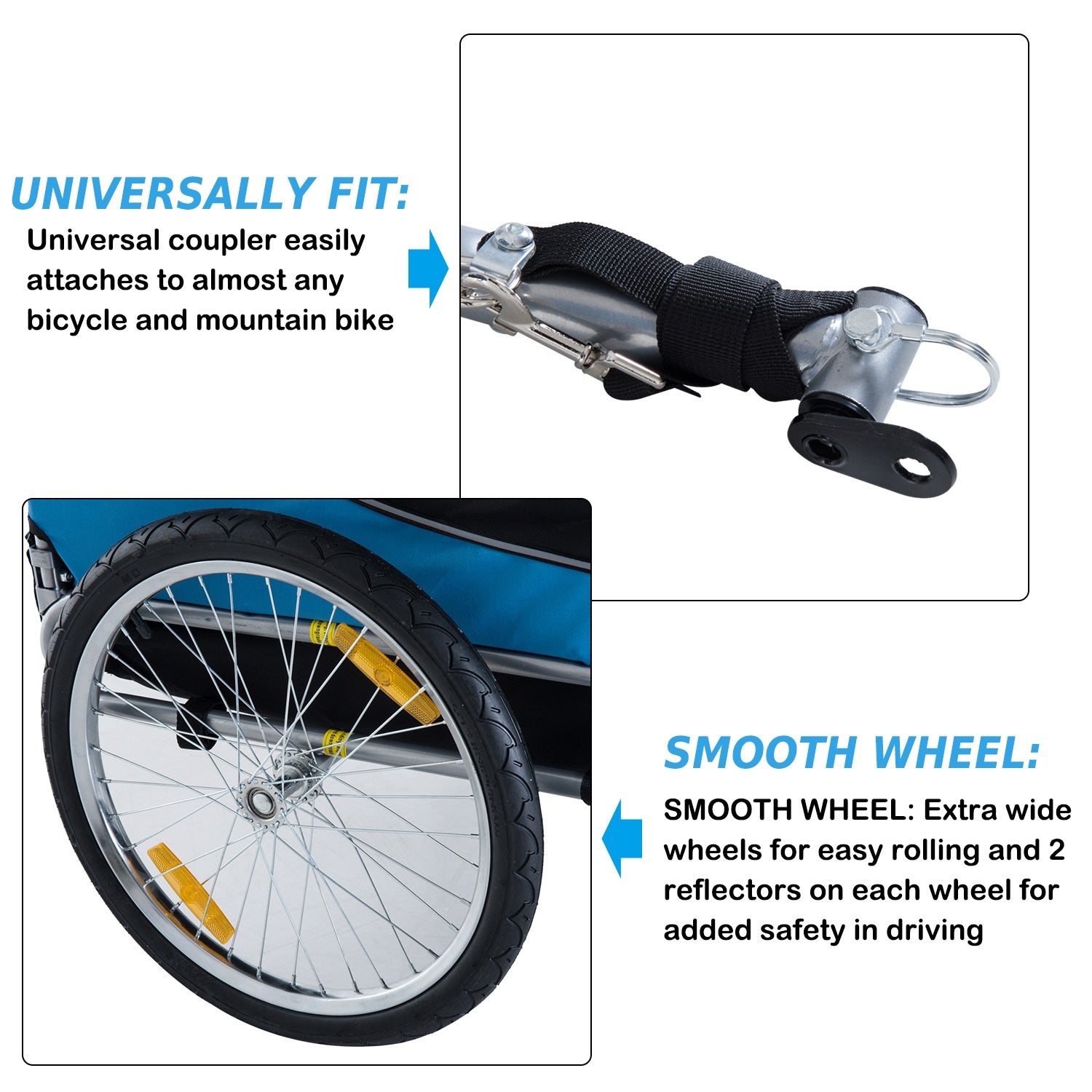 Folding Bicycle Pet Trailer W/Removable Cover-Blue