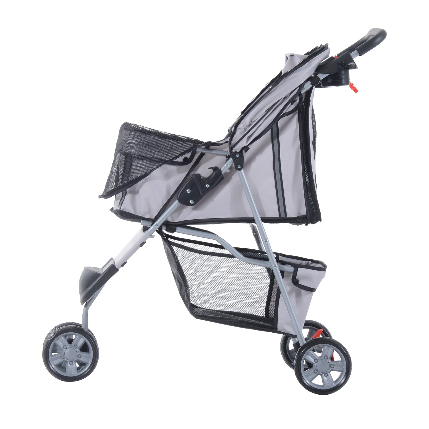 Pet Travel Grey Stroller W/Three Wheels